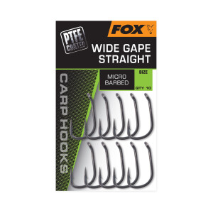 Fox Carp Hooks PTFE - Wide Gape Straight - #2