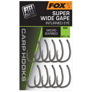 Fox Carp Hooks PTFE - Super Wide Gape (Inturned Eye)